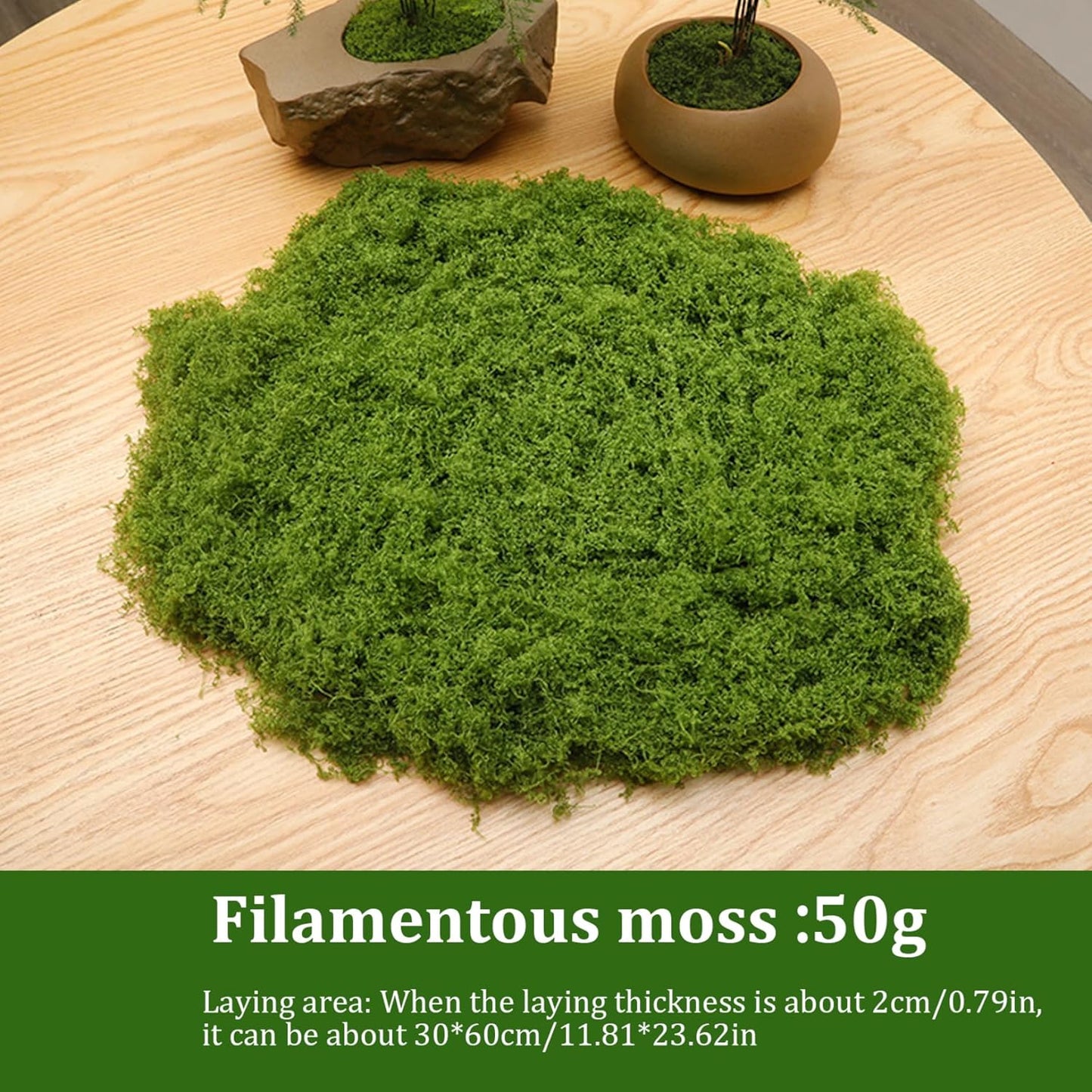 Fake Moss, 50g Plastic Artificial Moss Realistic Looking Faux Moss Nutural Fake Green Lichen Plants for Plant Pot Garden Patio Decoration, Light Green, Artificial Plants