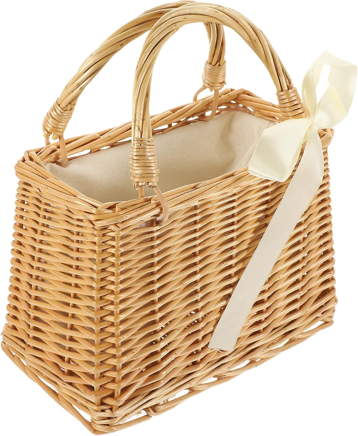 PRETYZOOM Woven Flower Basket 9x6 Inches Portable Flower Holder Straw 