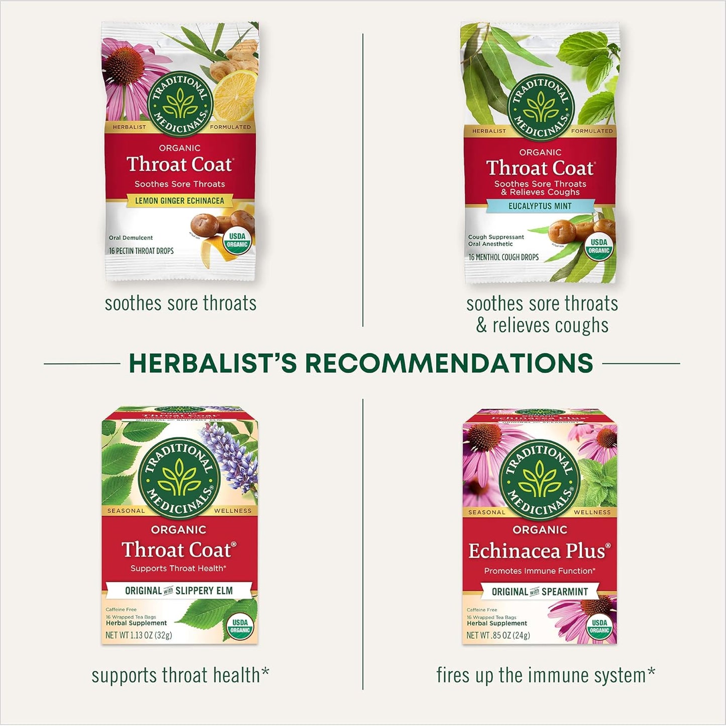 Traditional Medicinals Tea, Organic Throat Coat, Supports Throat Healt