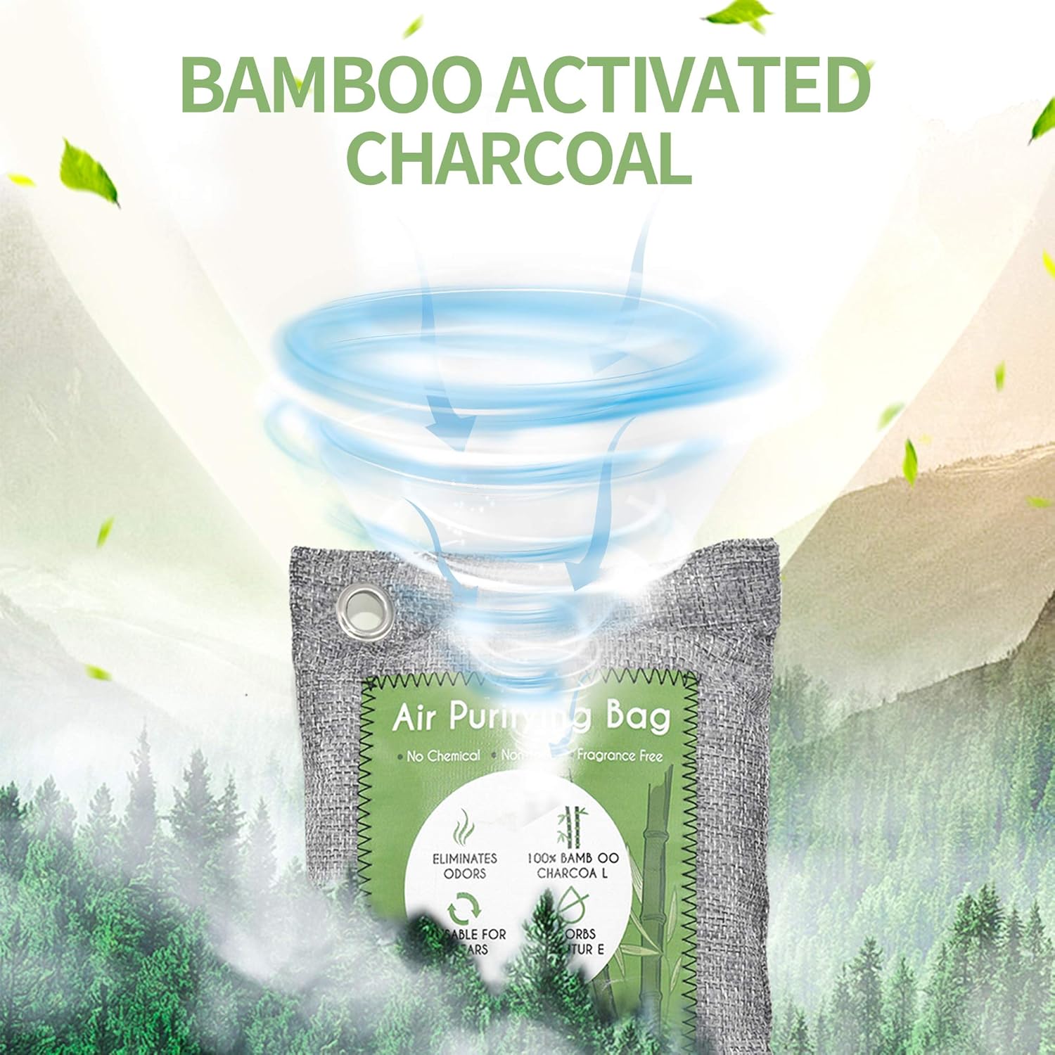 12 Pack Bamboo Air Purifying Bag, Activated Charcoal Bags Odor Absorbe