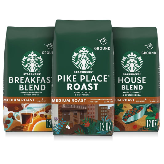 Starbucks Ground Coffee, Medium Roast Hot or Iced Coffee, Variety Pack