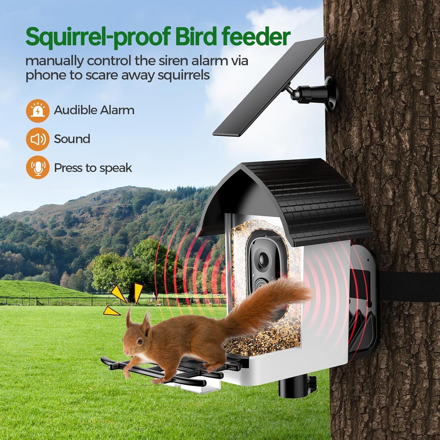 Smart Bird Feeder with Camera - Solar Powered Bird Watching Camera with 2K HD Live View, Auto Capture & AI Identify 10,000+ Species, 2.4G WiFi Outdoor Birdhouse, Ideal Gifts for Bird Lovers