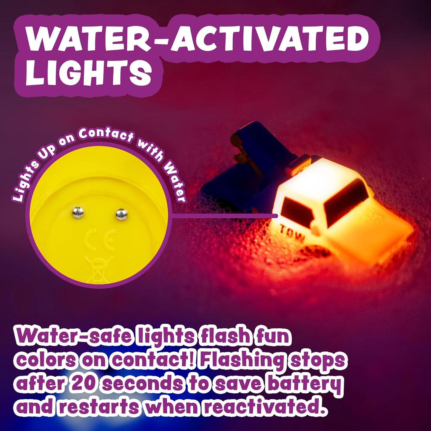 Tub Works® Emergency™ Cars Light Up Bath Toys, 6 Pack | Water-Activate