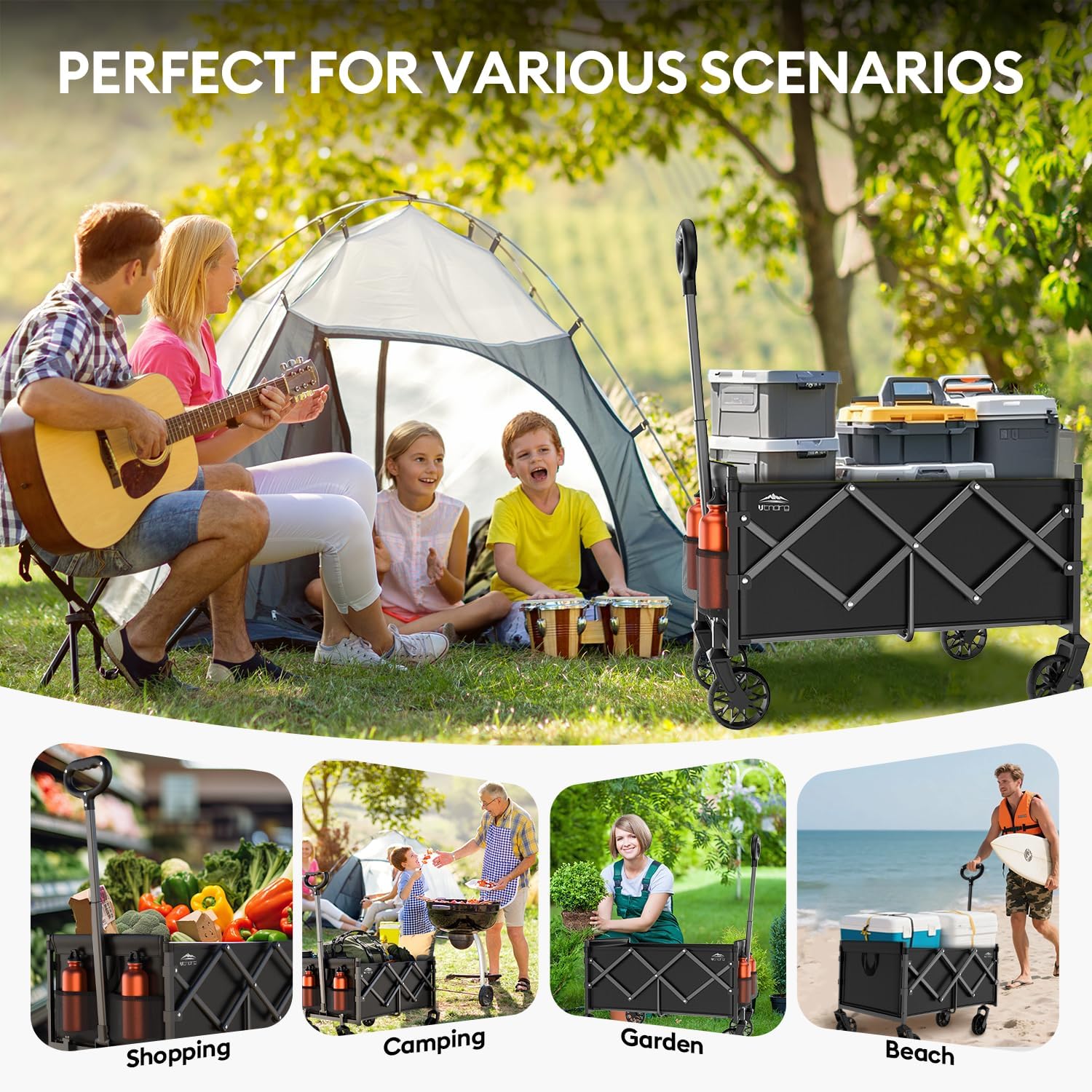 Collapsible Wagons Carts Foldable - Portable Heavy Duty Folding Beach 