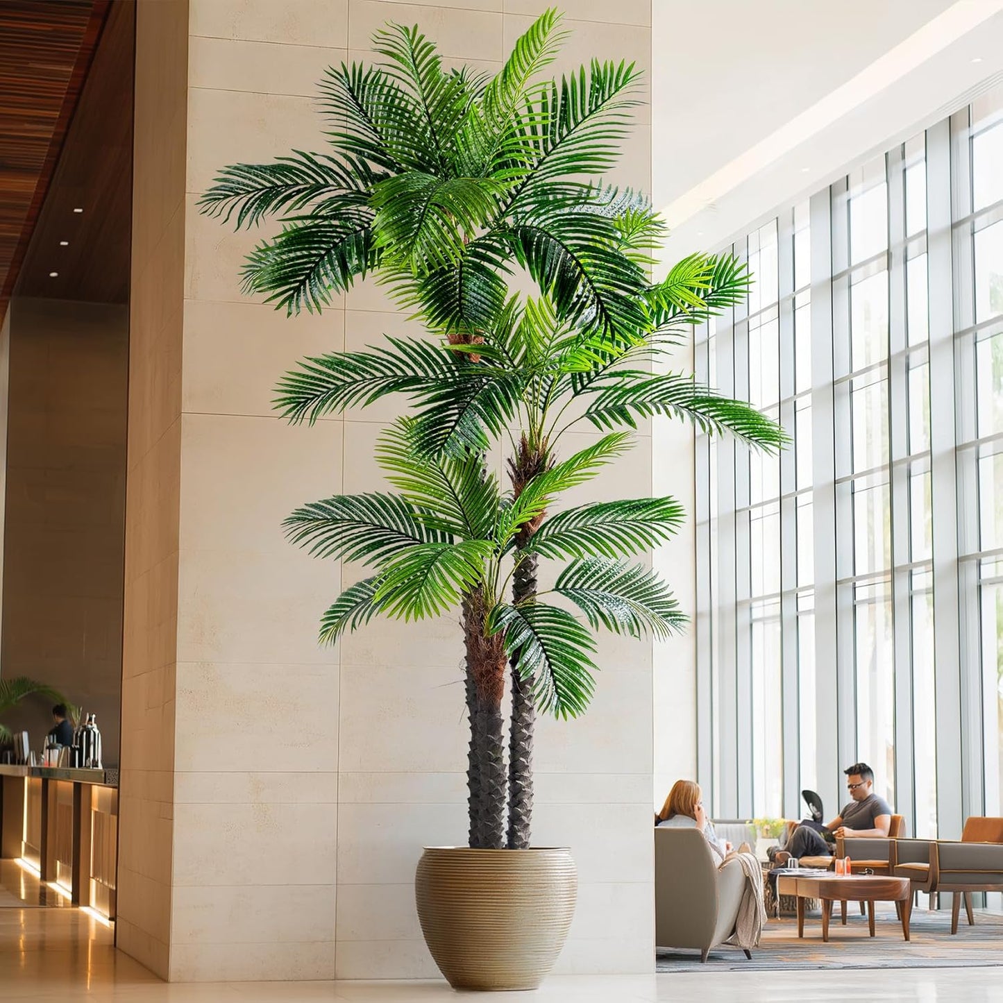 Large Artificial Tree Big Faux Tropical Palm Trees Indoor Outdoor Realistic Floor Plants Fake Silk Palm Plastic plantas for Modern Home Living Room Office Corner Patio Porch Decor Party Decorations