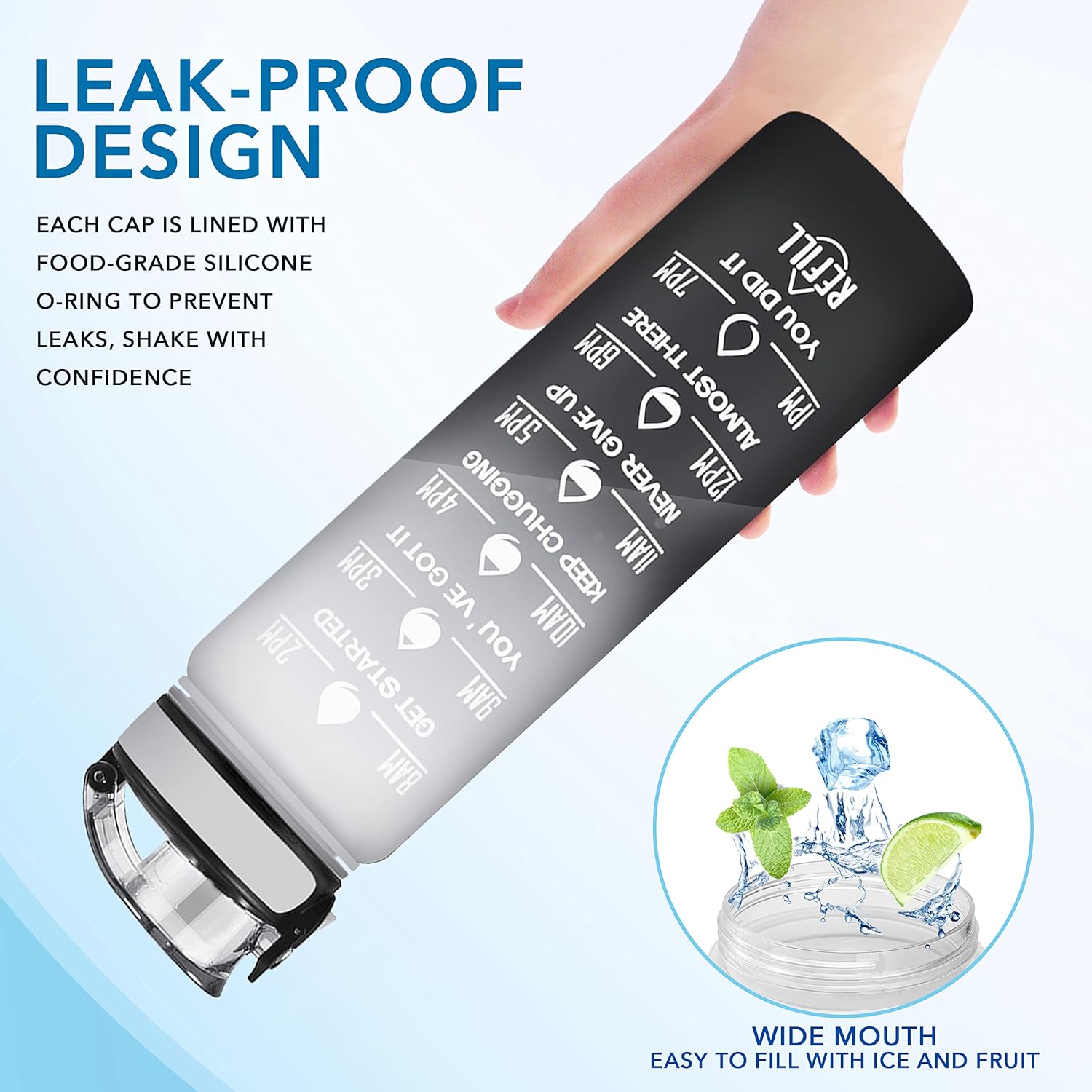 Enerbone Water Bottle, Leakproof BPA & Toxic Free, Motivational Water 