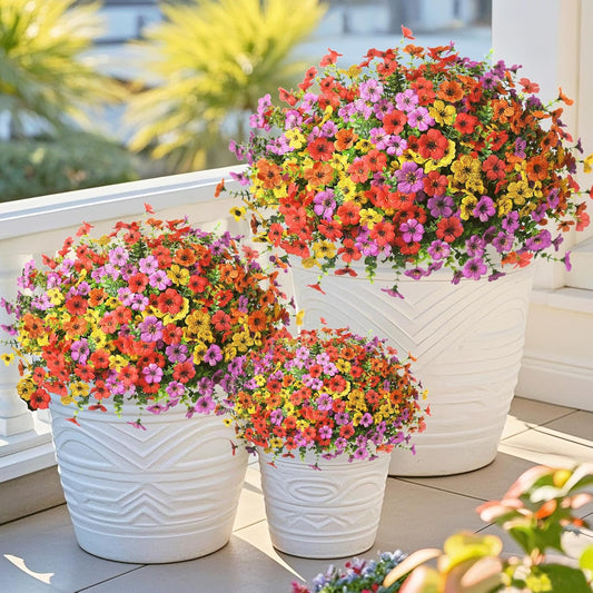 Artificial Flowers Faux Plants Outdoor Fake Flowers Spring Decor,12 Bu