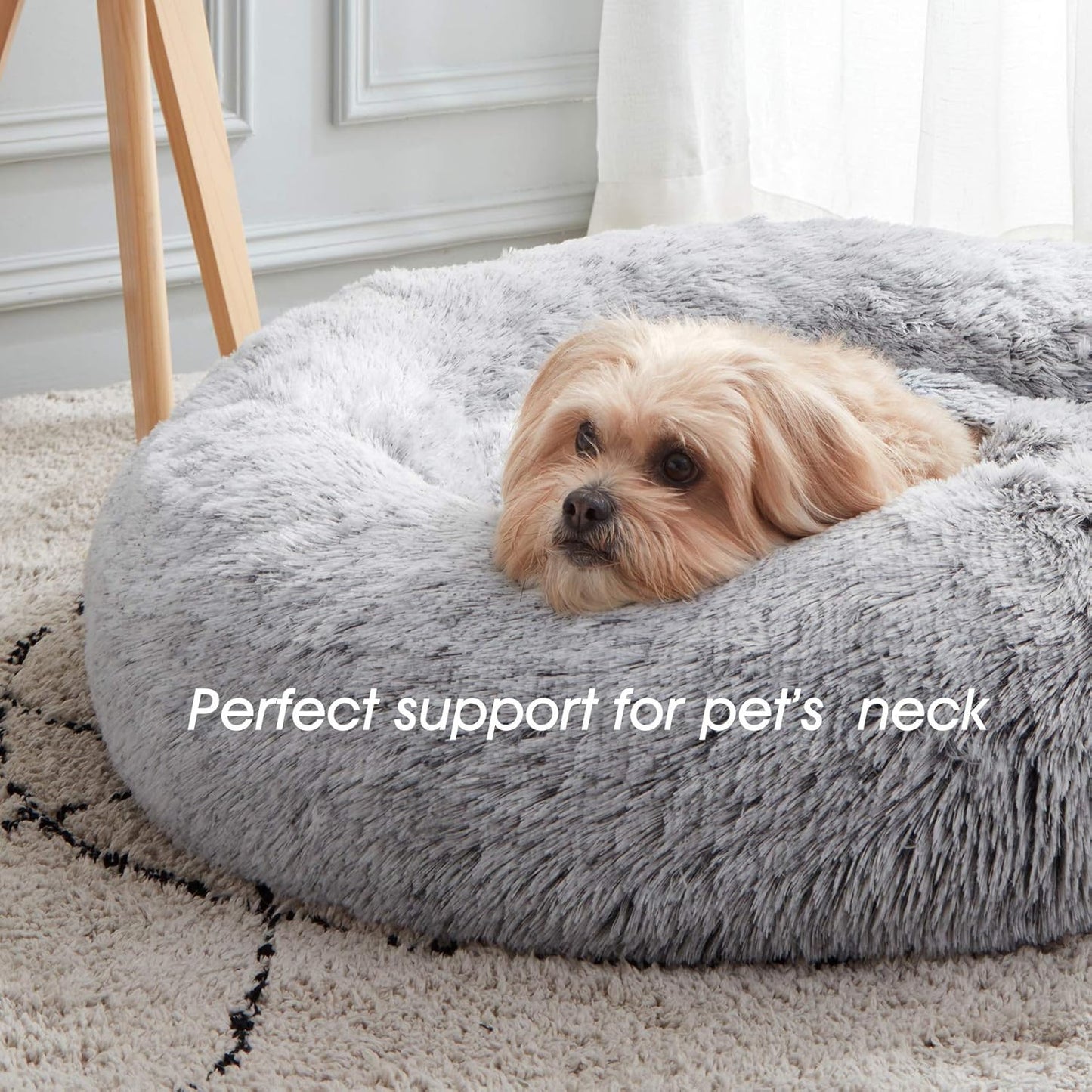 WESTERN HOME WH Calming Soft Round Dog & Cat Bed, Anti-Anxiety Donut C