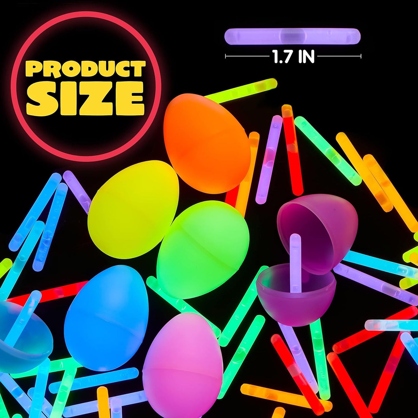 JOYIN 100 Mini Glow Sticks(1.7"), 8 Colors, Small Glow in The Dark for Easter Eggs Party Favors,Easter Basket Stuffer Party Pack, Weddings Classroom Decorations Prizes