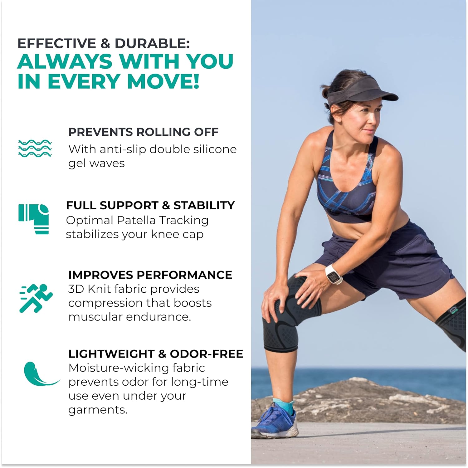 Modvel Compression Knee Brace for Women & Men, 2-Pack Knee Brace for R
