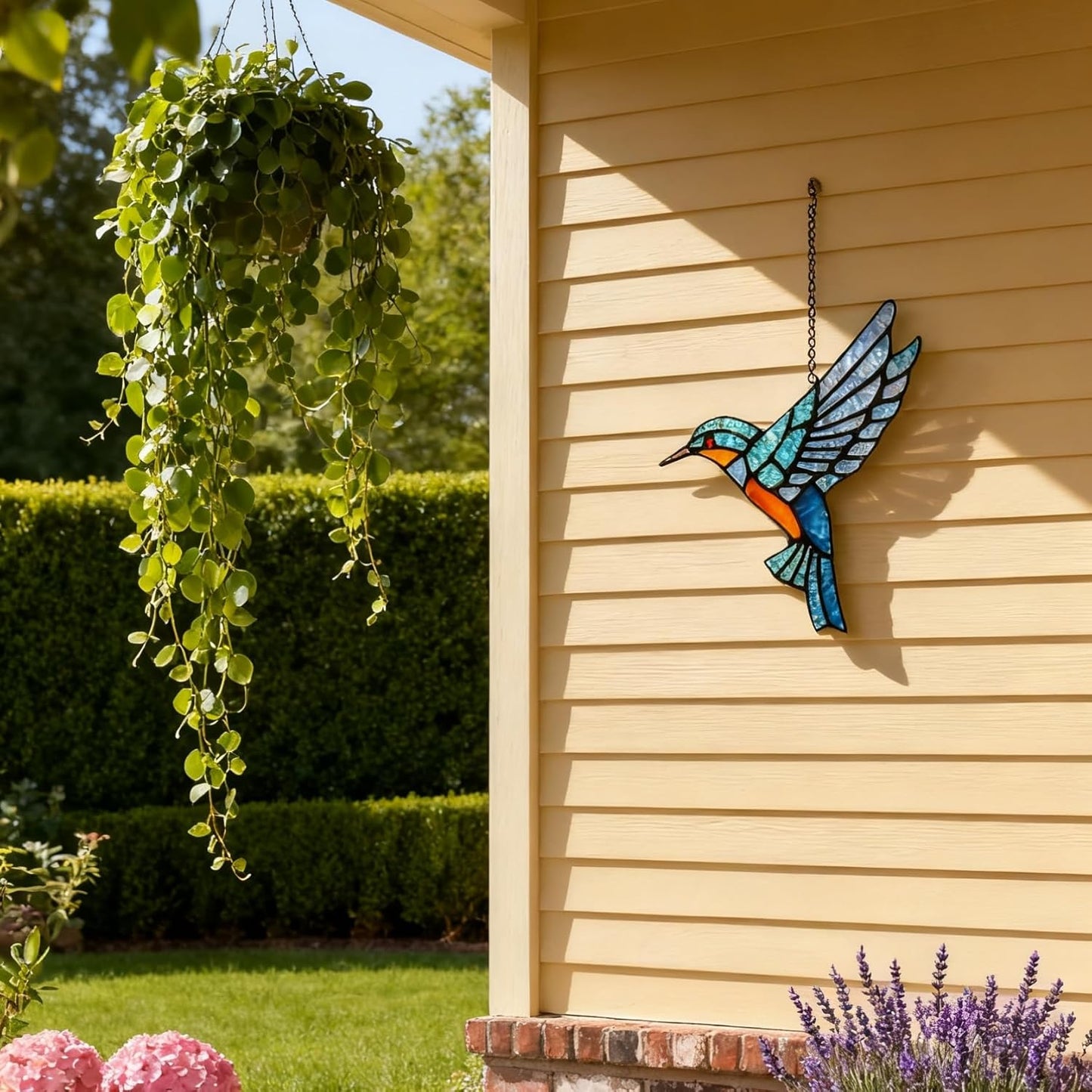 Stained Glass Bird Window Hangings SunCatcher, 9" x 7 1/2”