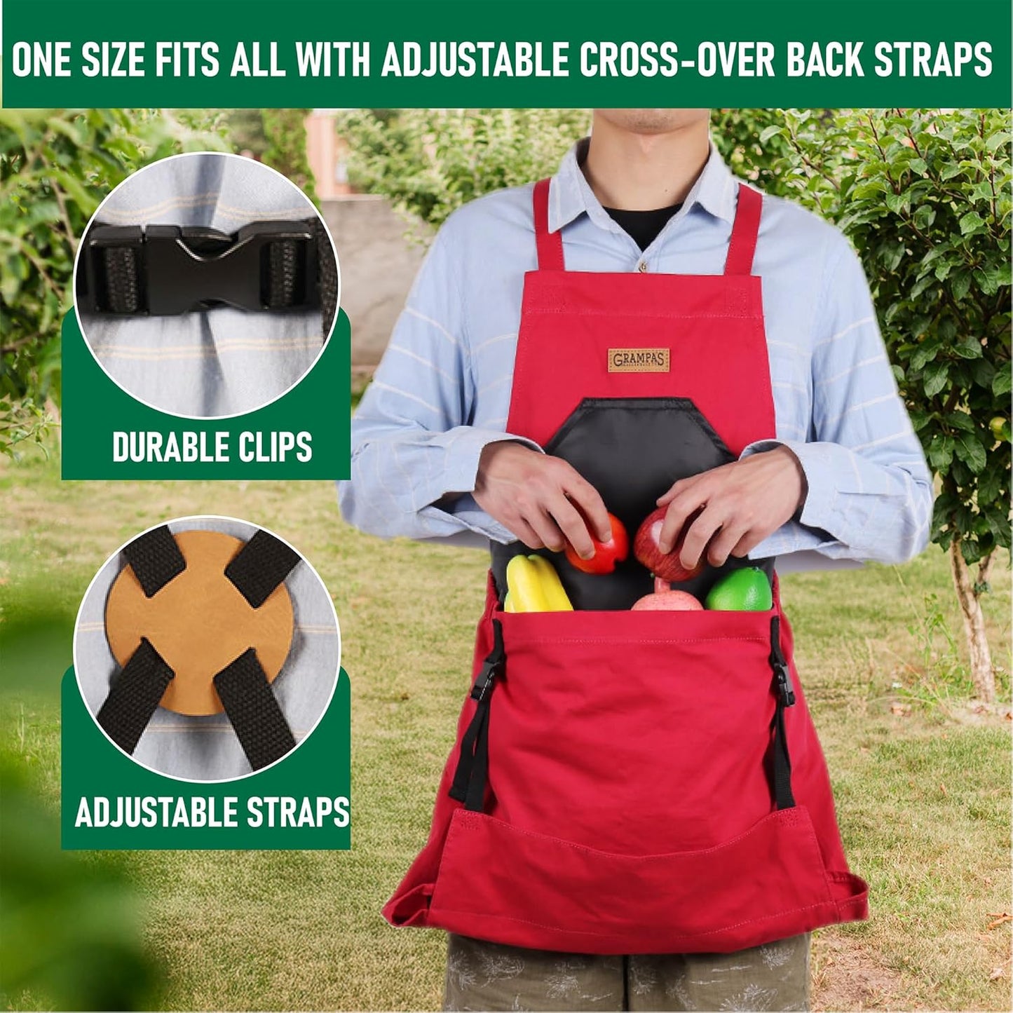Grampa's Garden Apron - Cross Back Gardening Apron With Pockets For Wo