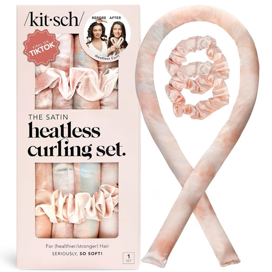 Kitsch Satin Heatless Curlers Set – Heatless Curls Overnight with 34" 