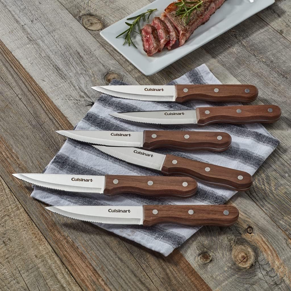 Cuisinart C55W-S6STK Advantage Cutlery 6-Piece Triple Rivet Walnut Ste