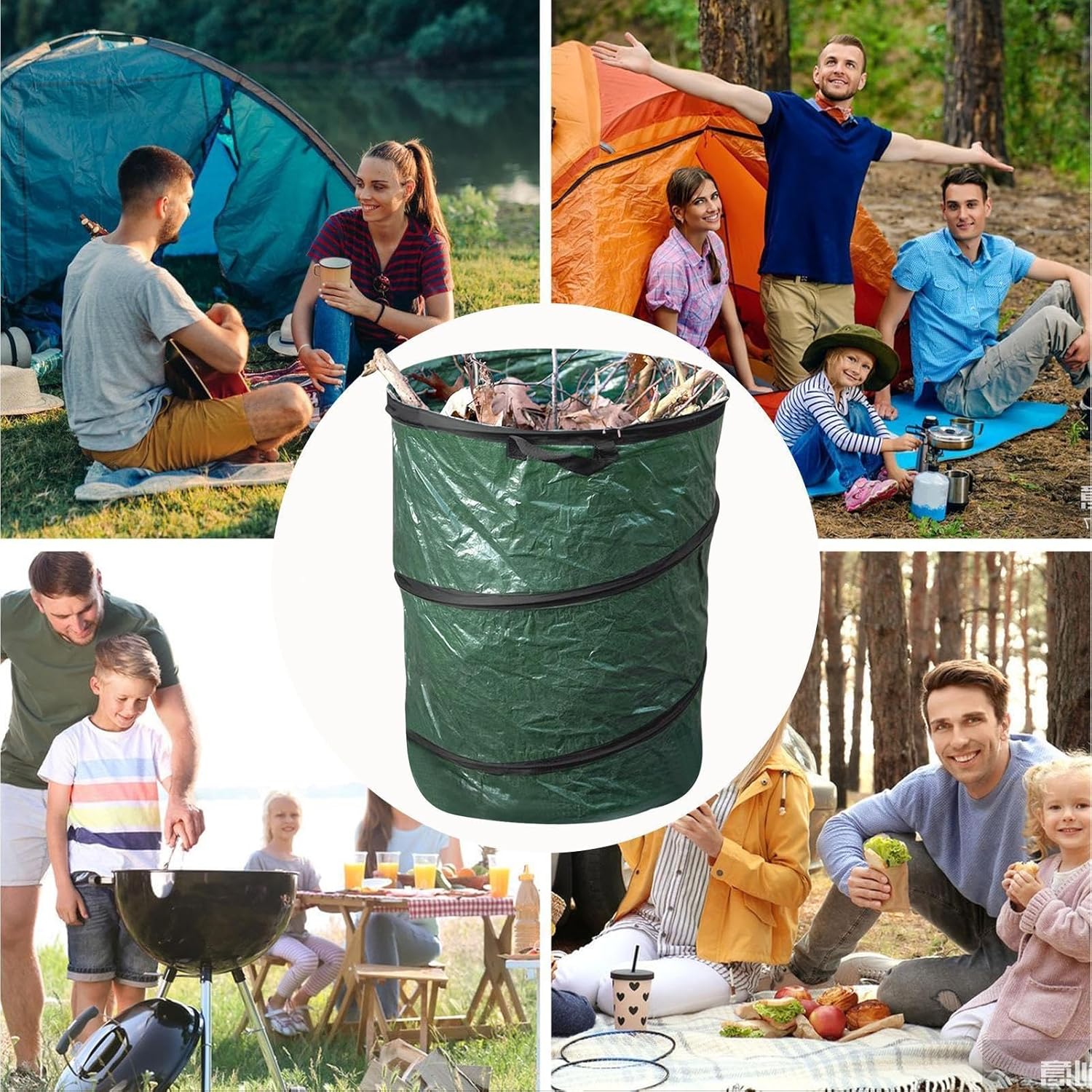 Foldable Camping Trash Can, Large Outdoor Bin, Reusable Garden Contain