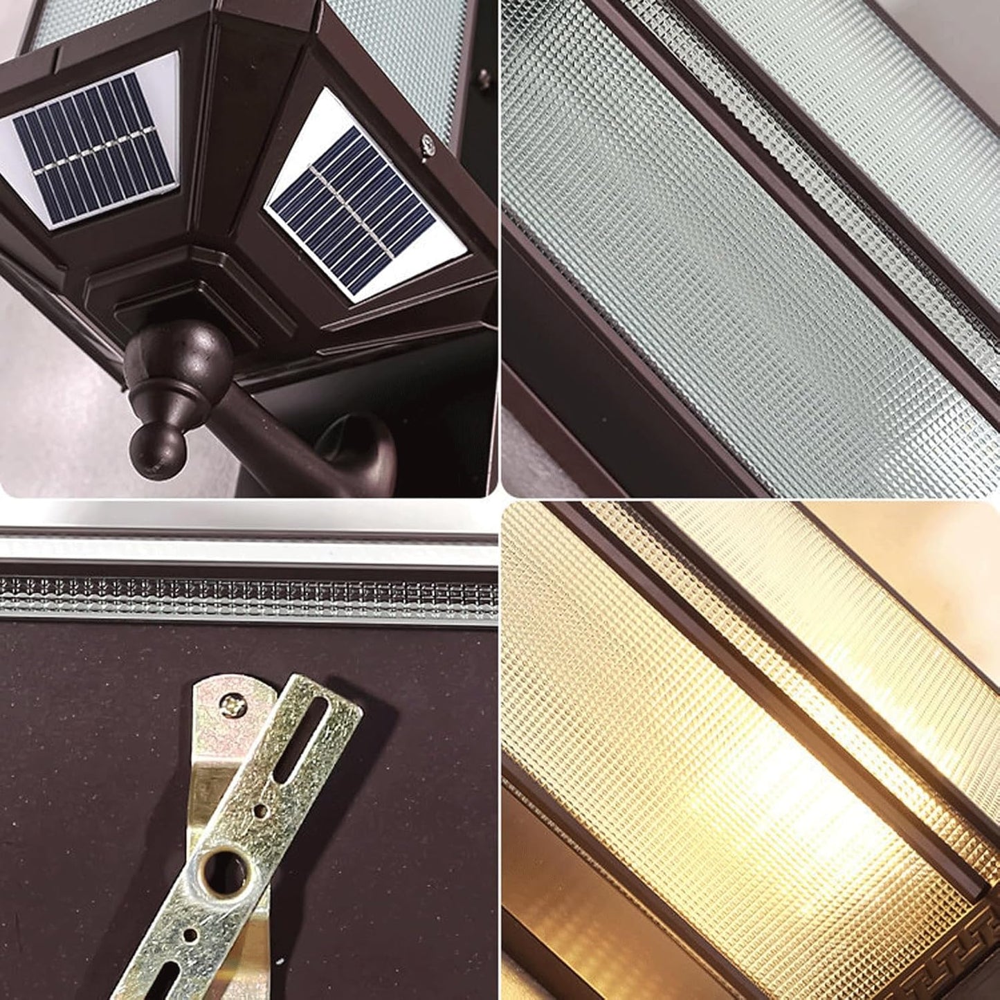 Solar Outdoor Wall Light Fixture, Dark Coffee Aluminum Wall Lamp with Glass Shade, E26 Exterior Wall Sconce, Waterproof Wireless Wall Mounted Lantern for Porch, Patio, Garden, Yard, Garage