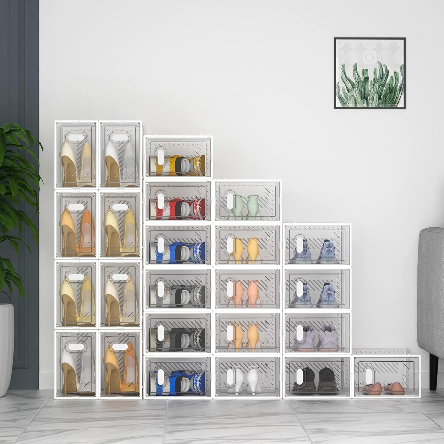 Shoe Storage, 12 Pack Shoe Organizer for Closet, Shoe Boxes Clear Plas