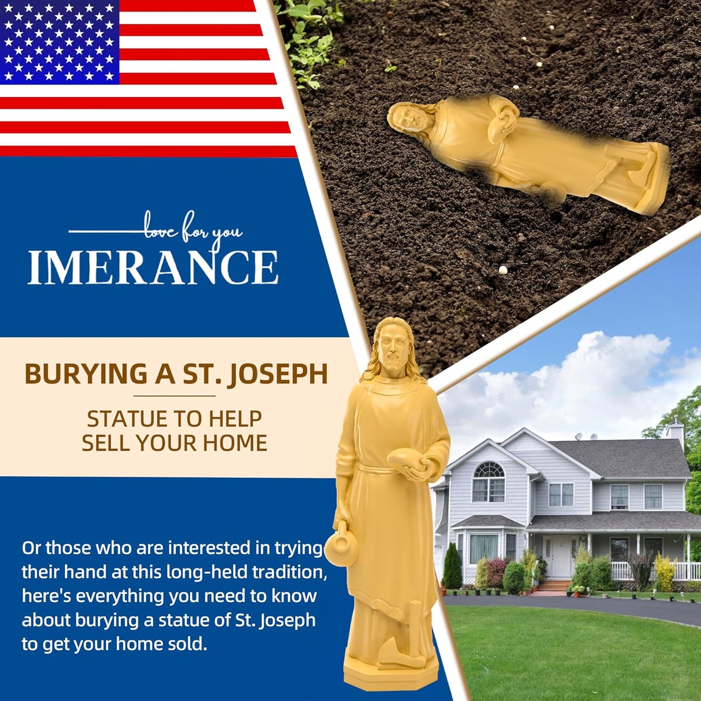 St Joseph Statue for Selling House,Faith-Based St Joseph Statue with House Selling Prayer Card, Ideal for Sell Homes,Religious Activities(Ivory 4Inch 1pcs)