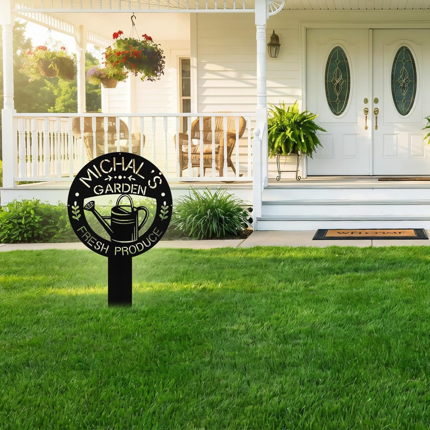 Personalized Garden Signs with Stakes, Custom Metal Garden Tool Signs for Outside, Custom Gardens Name Sign, Patio Yard Decor Stake, Gardening Gift