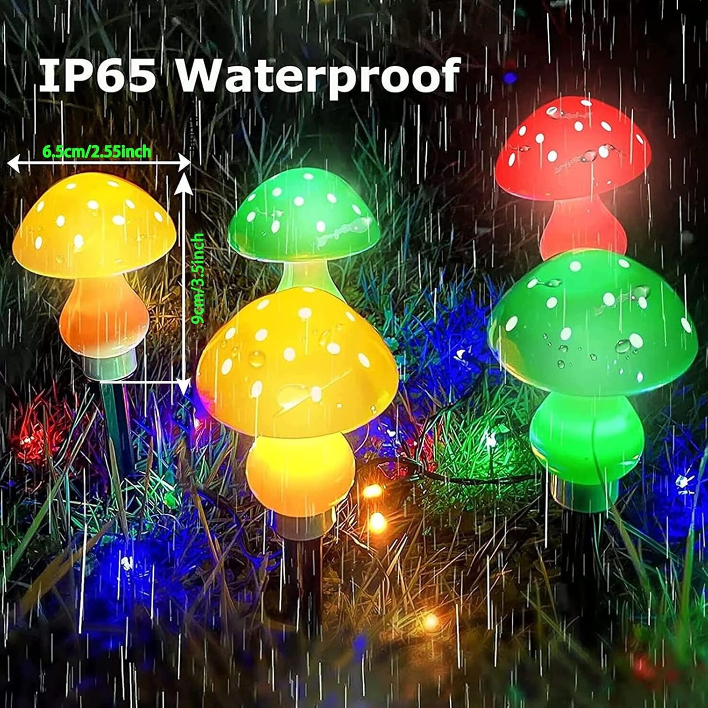 Upgraded Outdoor Solar Garden Lights, 8 Pack 50 LED Mushroom Outdoor 8