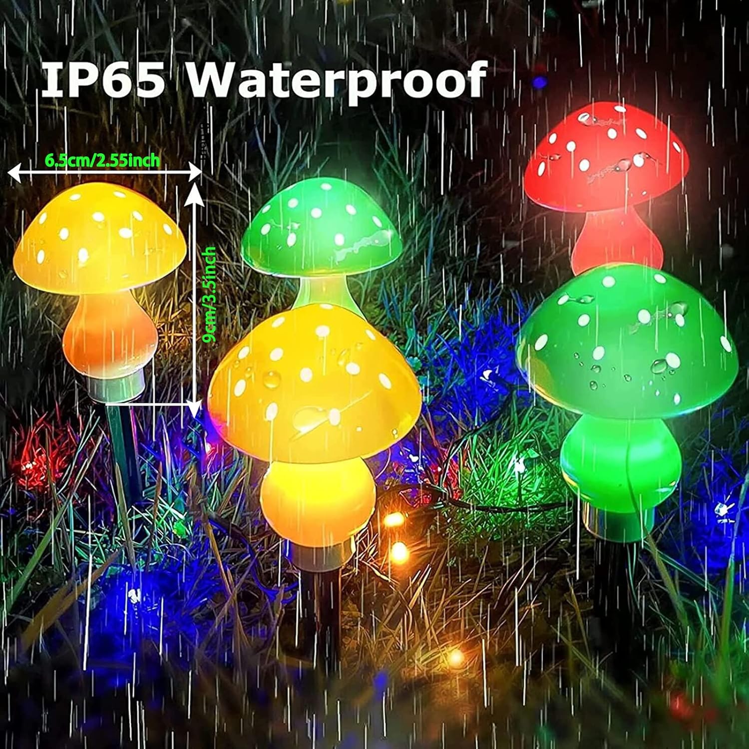 Upgraded Outdoor Solar Garden Lights, 8 Pack 50 LED Mushroom Outdoor 8