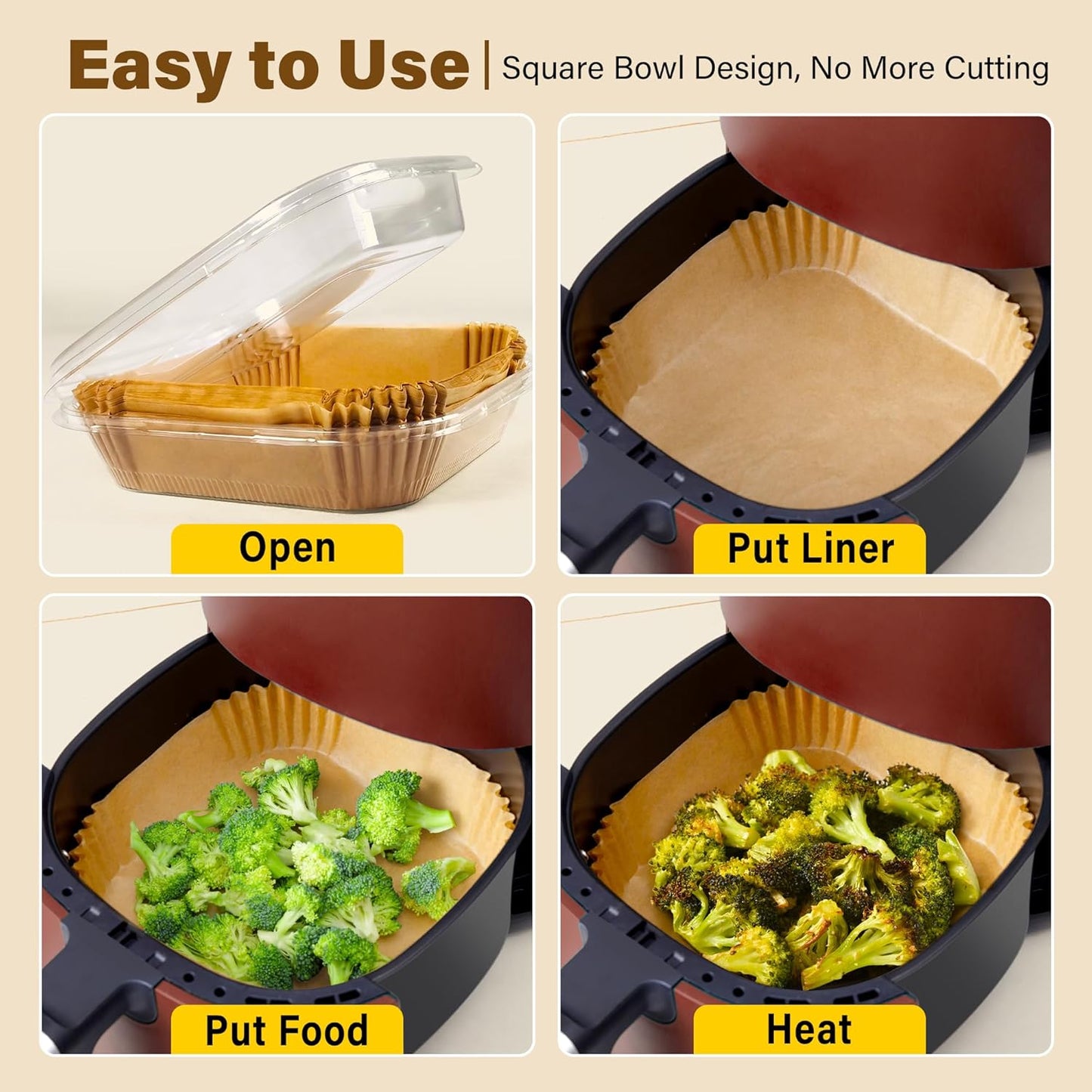 Air Fryer Liners Disposable, 125Pcs Parchment Paper, 8 Inch Non-stick 