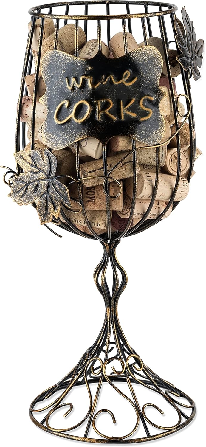 True Wine Glass Cork Holder, Decorative Wine Cork Storage and Decor, S
