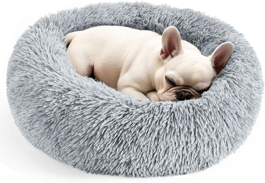 Hoewina Dog & Cat Bed for Indoor Cats, 20in Calming Donut Bed for Pupp