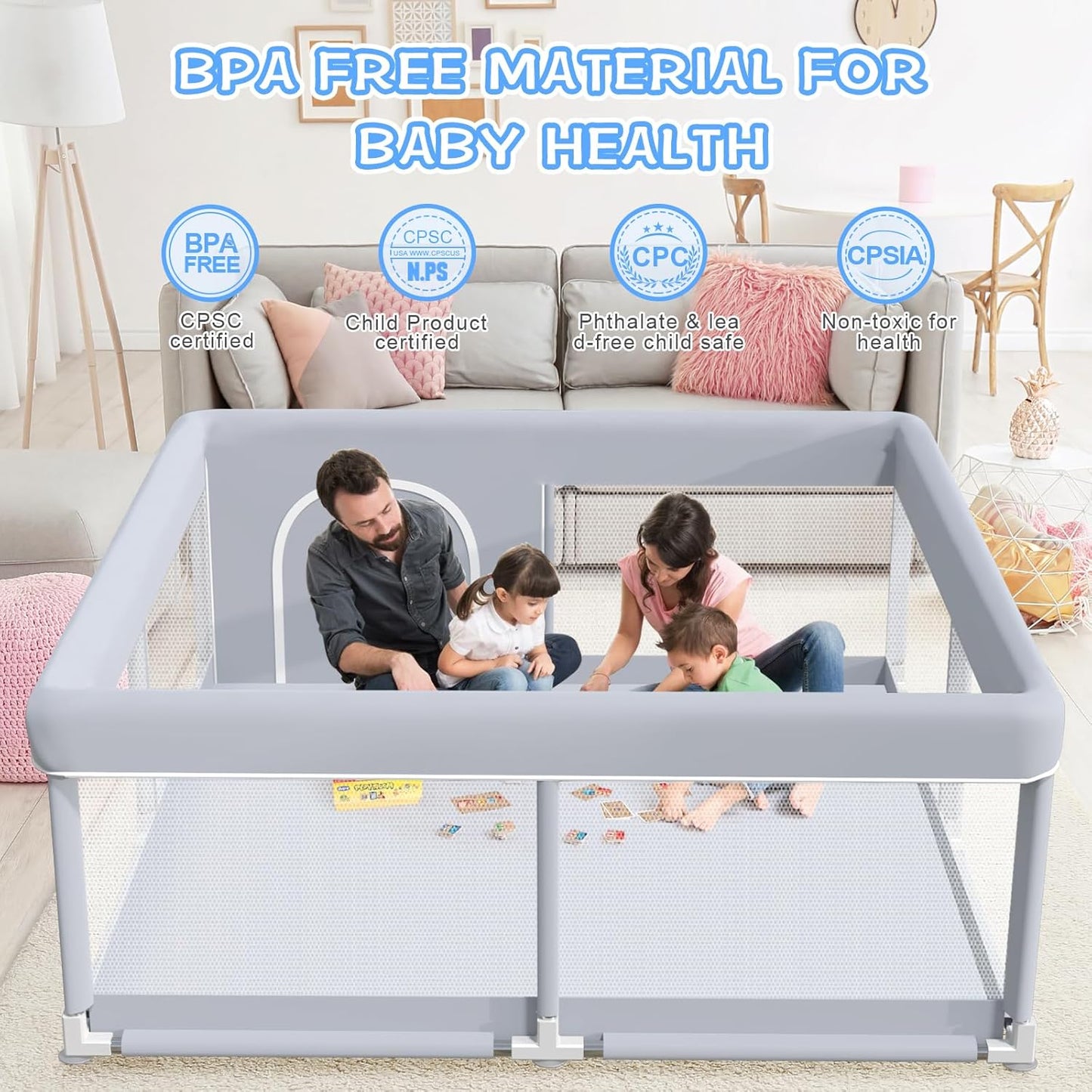 Baby Playpen 50 x 50 Inch Play Pen Playards, Playpen for Babies and To