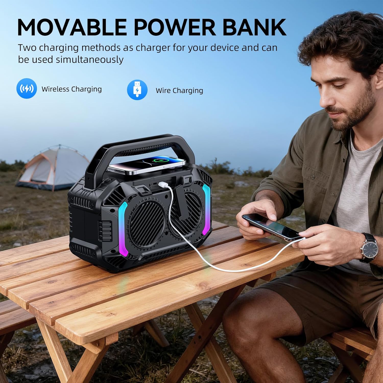 Wilody Speakers Bluetooth Wireless, 100W Loud Outdoor Speaker with Bas