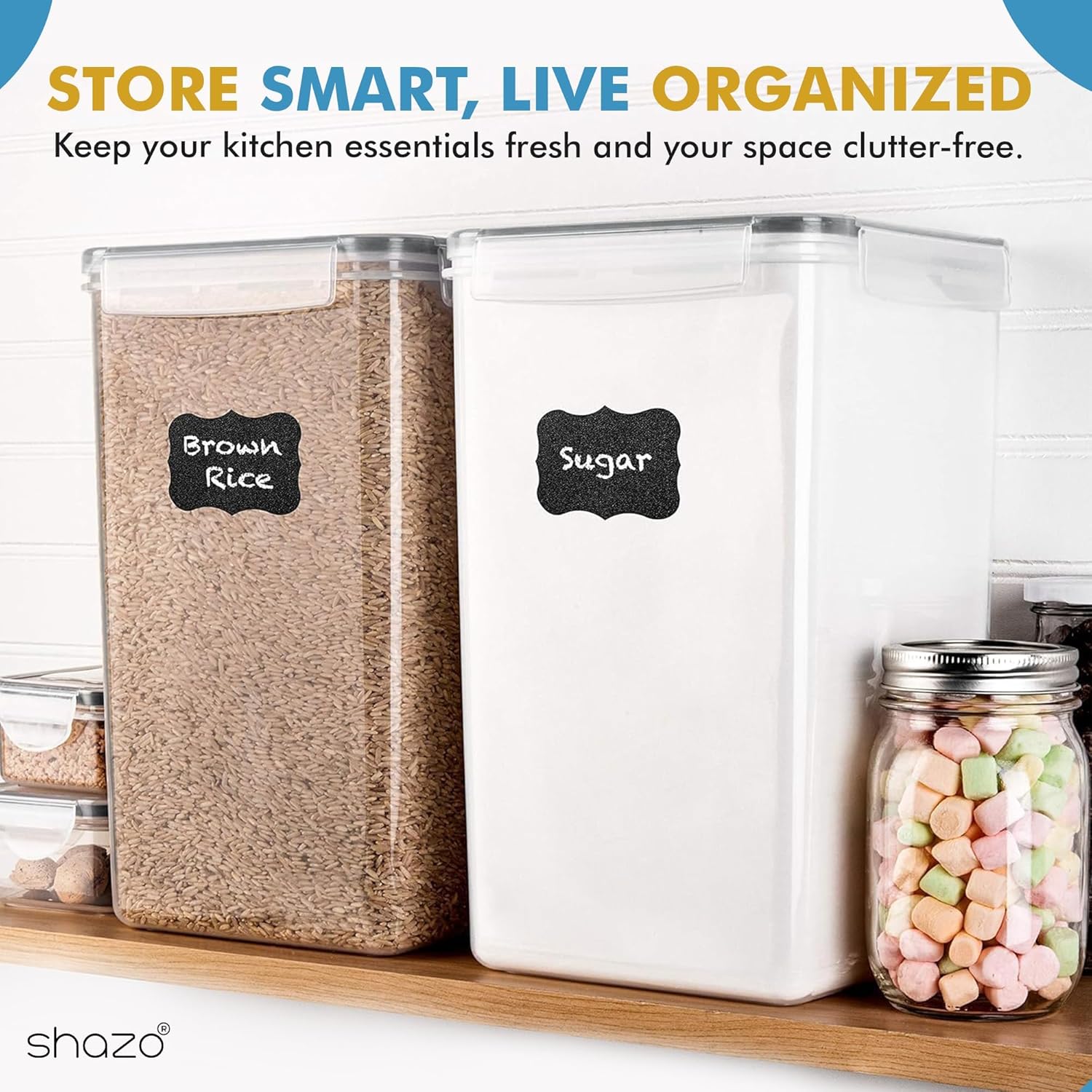 Shazo 2 PC (9.5L | 321 Oz) Extra Large Bulk Food Storage Containers wi