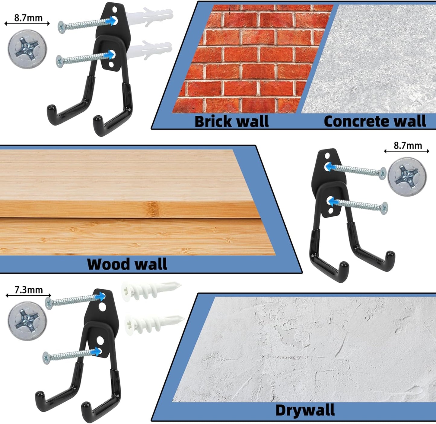 Wall Mount Heavy Duty Garage Hooks (2-Pack) – Wall Mounted Storage Hoo