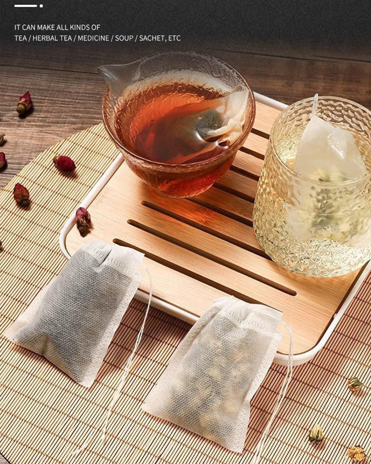 200pcs Disposable Tea Bags for Loose Leaf Tea, Tea Filter Bags with Fr