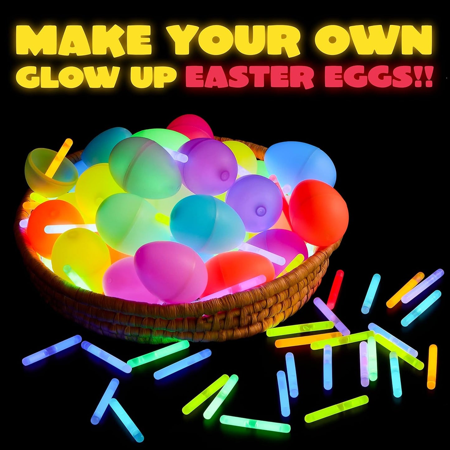 JOYIN 100 Mini Glow Sticks(1.7"), 8 Colors, Small Glow in The Dark for Easter Eggs Party Favors,Easter Basket Stuffer Party Pack, Weddings Classroom Decorations Prizes