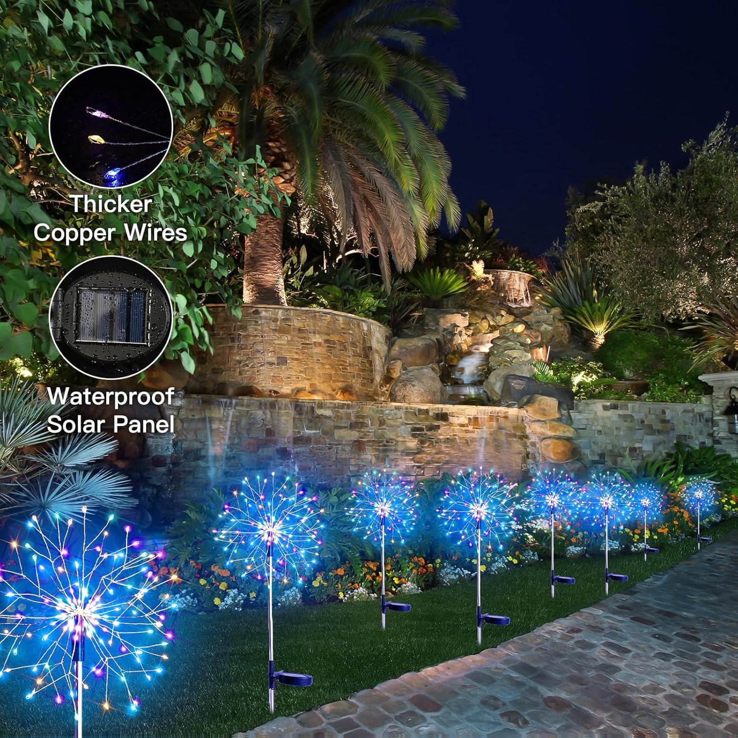 suddus Solar Garden Lights Outdoor Waterproof Decorative, 2Pack 150LED