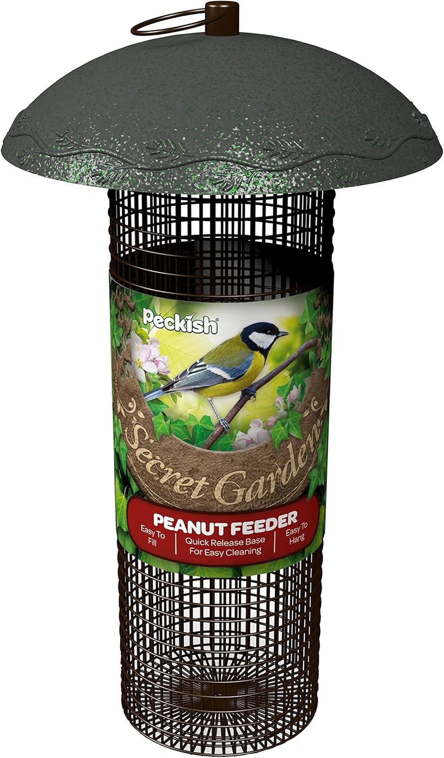Peckish 60051220 Secret Garden Peanut Bird Feeder, Green, 14 x 14 x 25