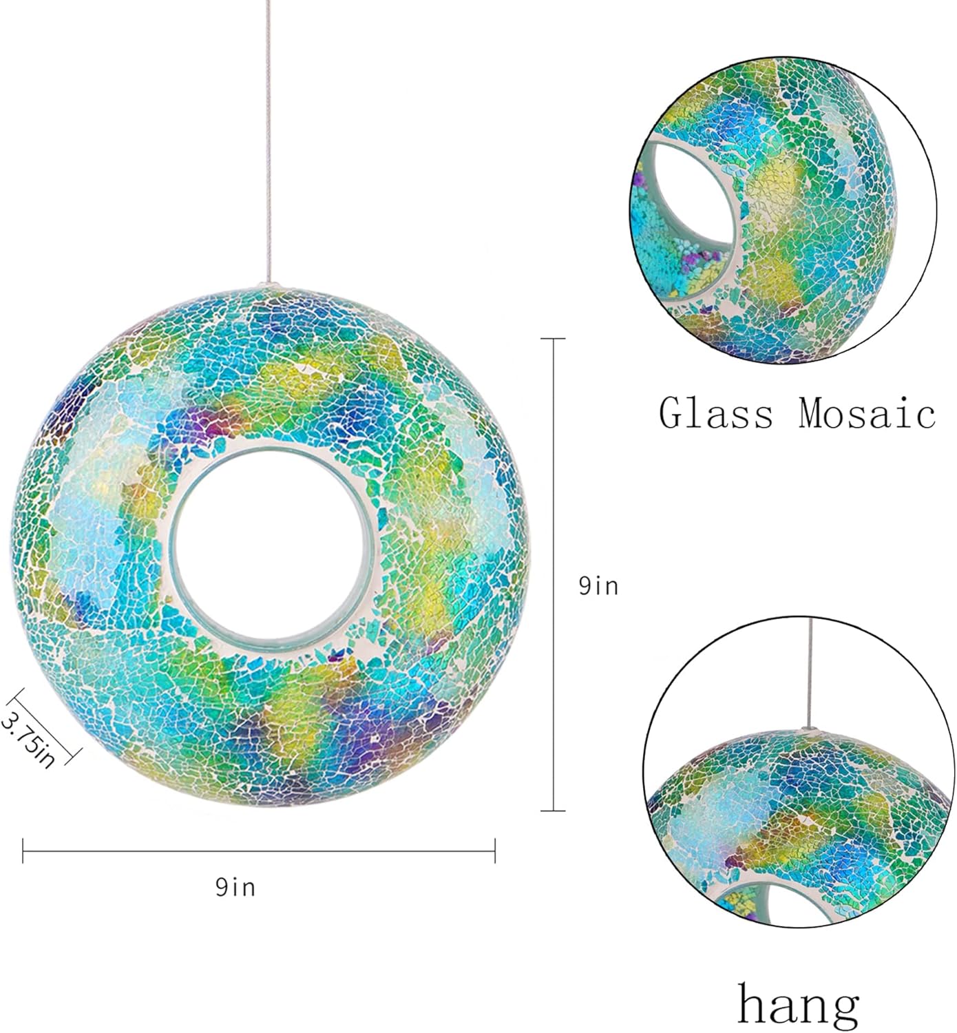 Mosaic Bird Feeder - Outdoor Fly Through Wild Hanging Bird Feeders wit