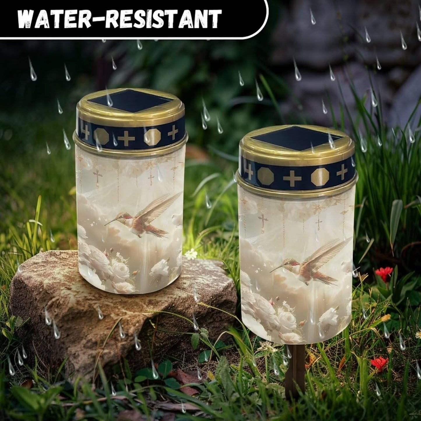 Hummingbird Solar Garden Lights Cemetery Solar Lights Flameless Lamp Led Electronic Candles Outdoor Grave Decoration