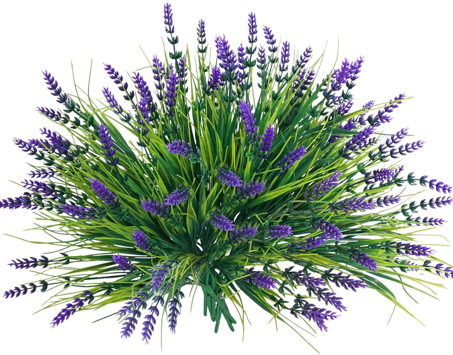 Fumwase 12 Bundles Artificial Plants Flowers for Outdoors Fake Monkey Grass No Fade Artificial Shrubs Bushes Greenery 14.2" Plastic Plants for Garden Home Front Porch Decor (Purplecolor)