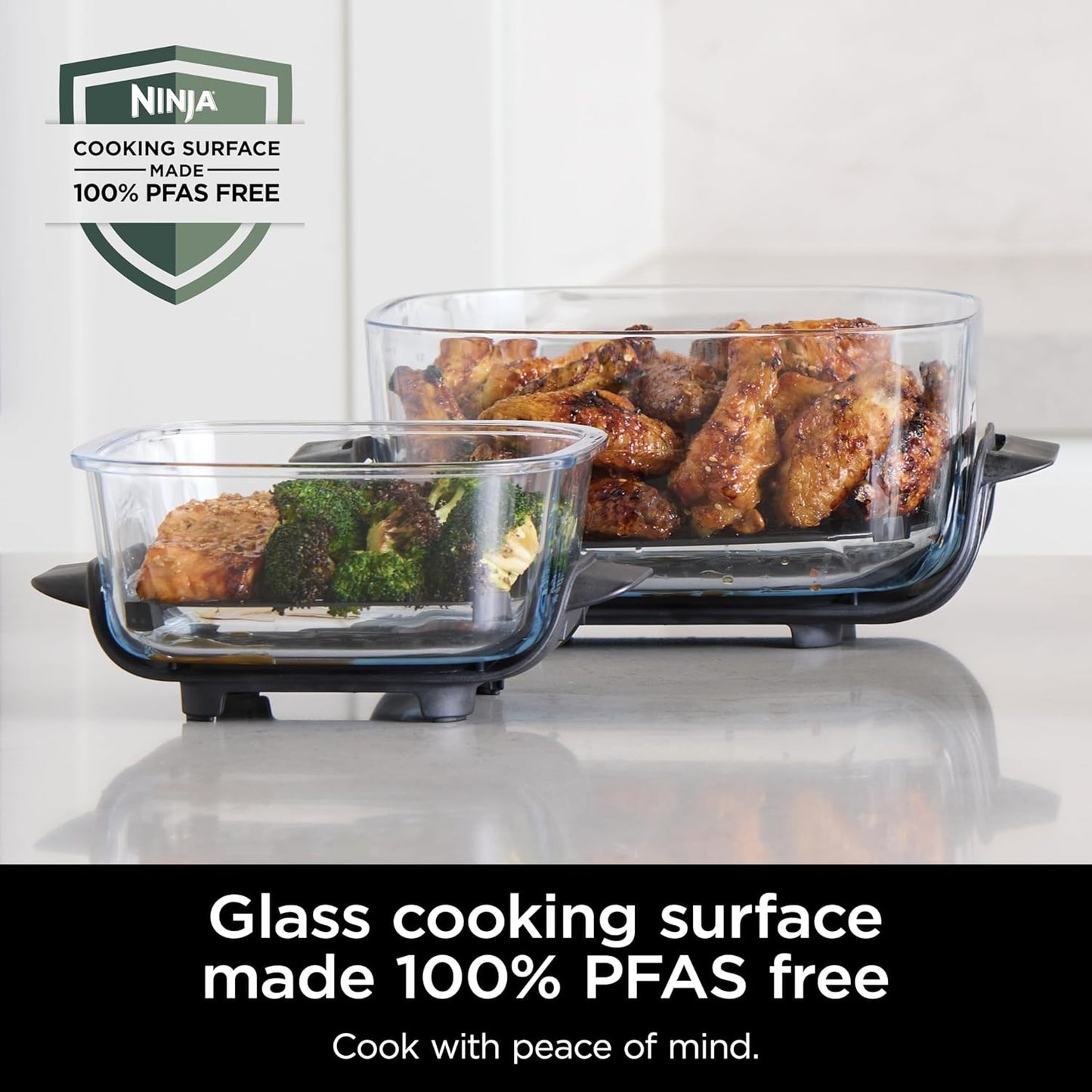 Ninja Crispi 5-in-1 Glass Air Fryer | 450°F, Nontoxic, 4QT & 6-Cup Con