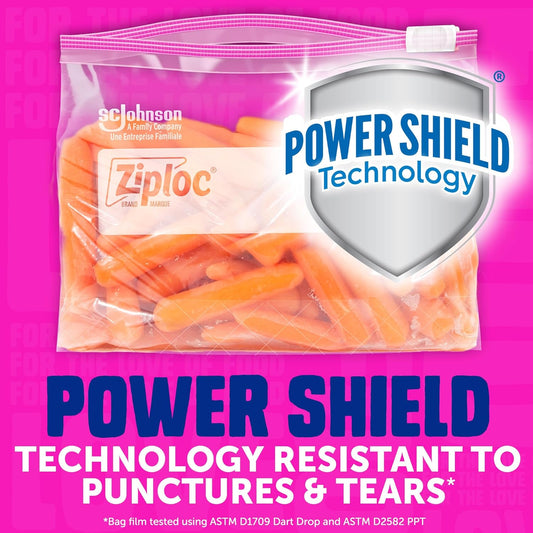 Ziploc Quart Food Storage Slider Bags, Power Shield Technology for Mor