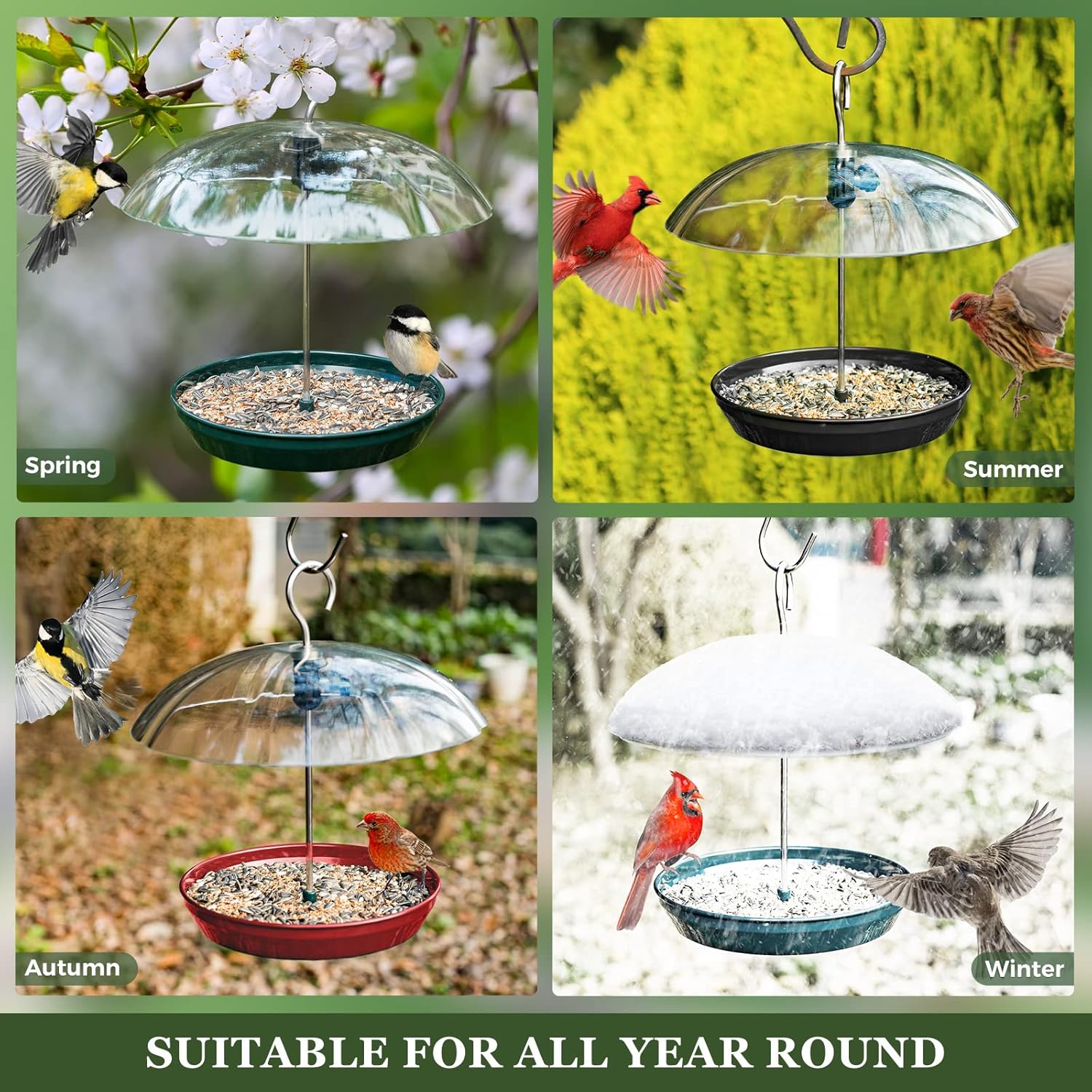 Kingsyard Adjustable Platform Bird Feeder for Outdoors Hanging, Metal 
