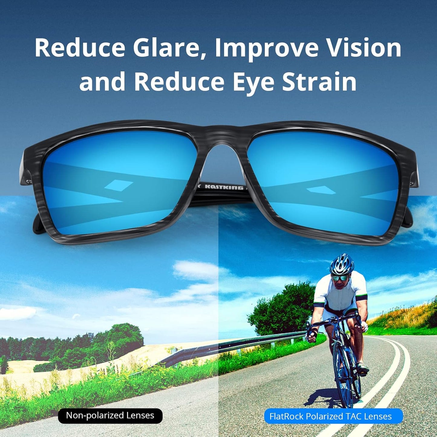 KastKing FlatRock Polarized Sport Sunglasses for Men and Women, Ideal 