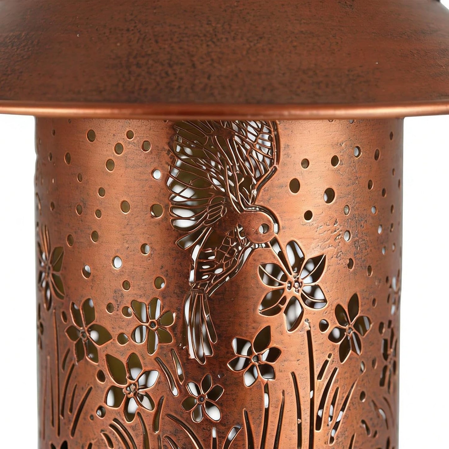 Solar Bird Feeder, Waterproof Metal Lantern Décor with Hollow Feeding 