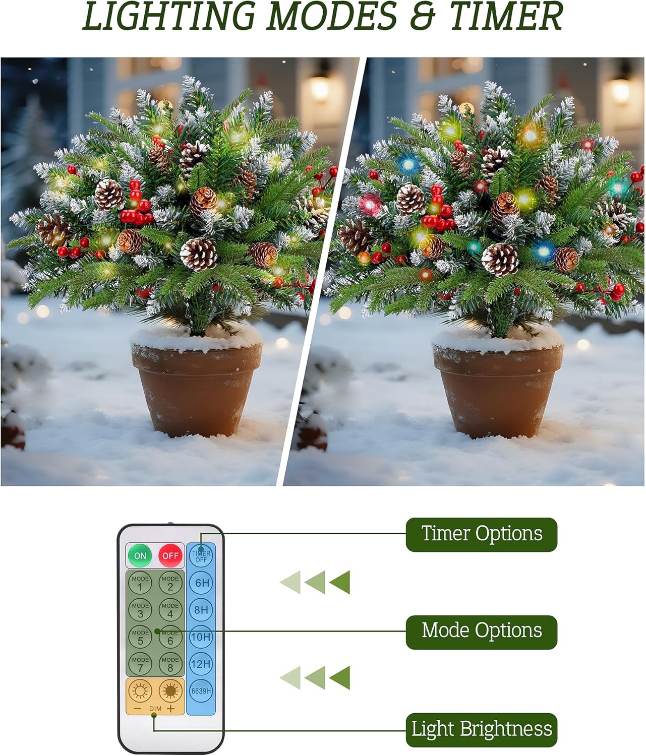 Set of 2 Christmas Planter/Urn Fillers Outdoor Front Porch, Artificial