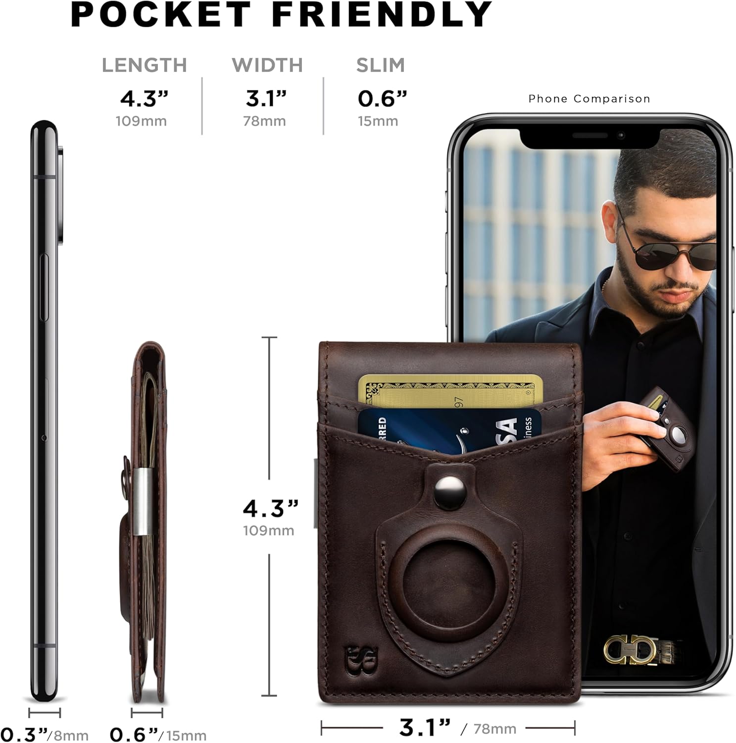SERMAN BRANDS Money Clip Wallet - Mens Wallets slim Front Pocket RFID 