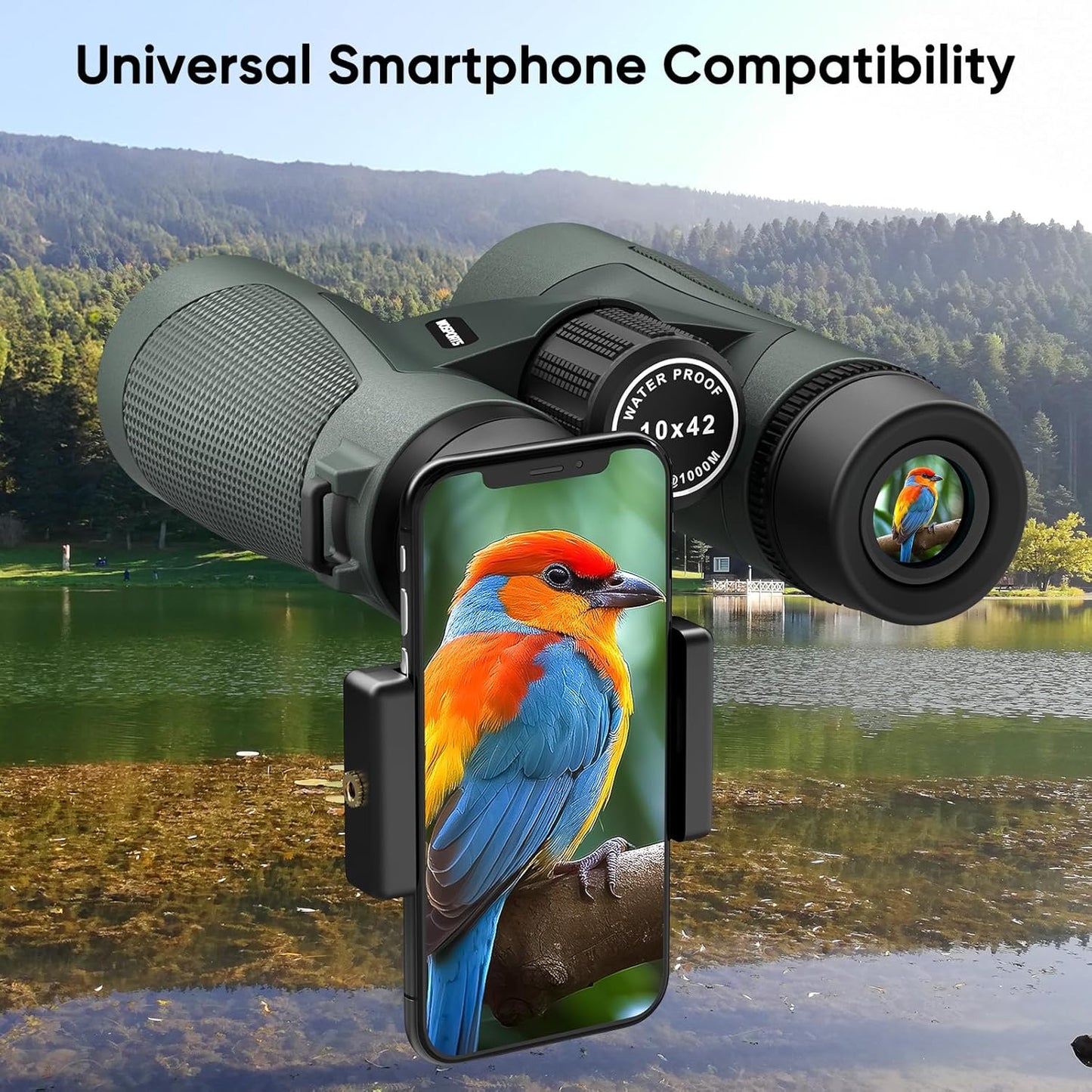 WOSPORTS 10x42 Binoculars for Adults - IP67 Waterproof Binoculars for 