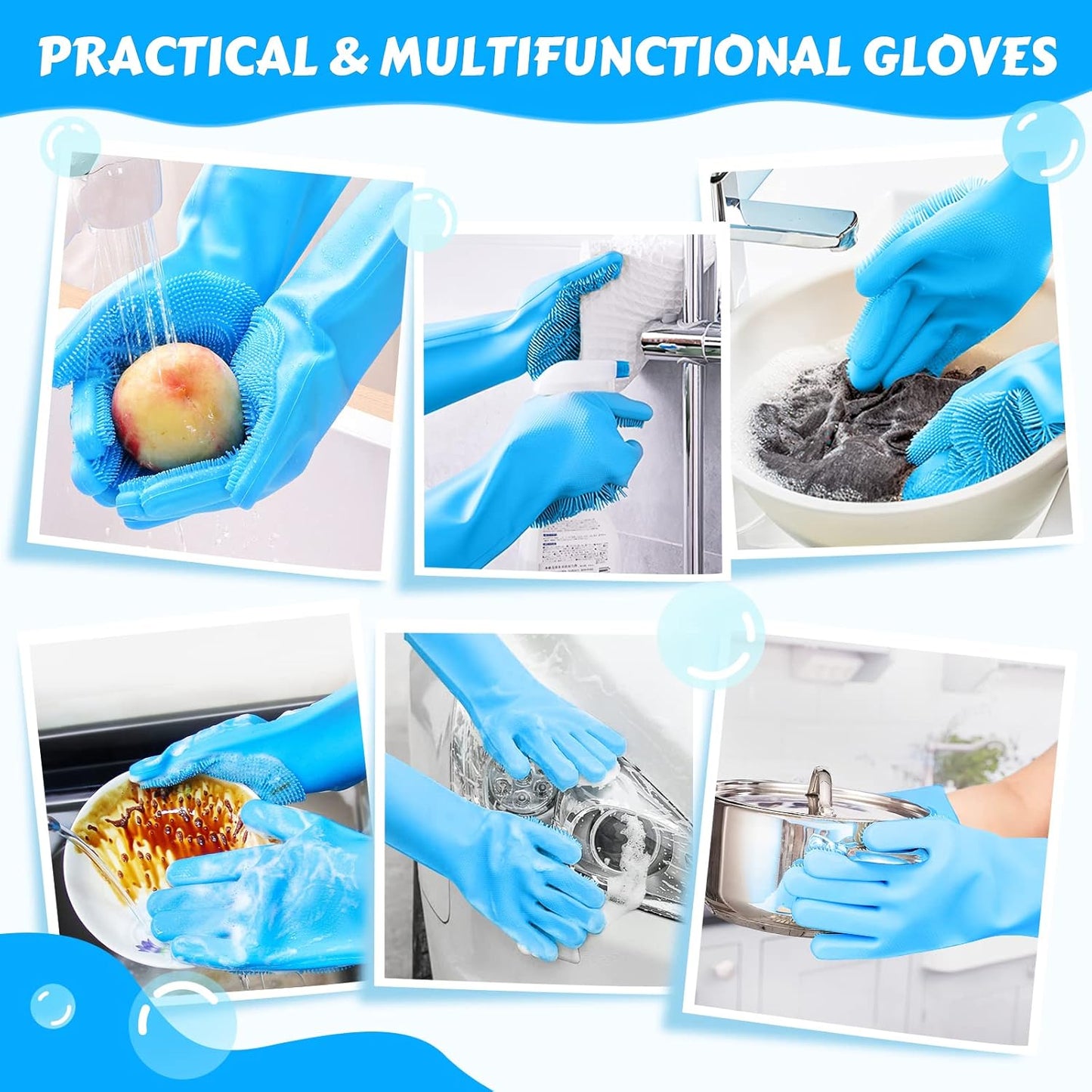Pecute Pet Grooming Gloves - Heat Resistant Silicone Gloves with High-