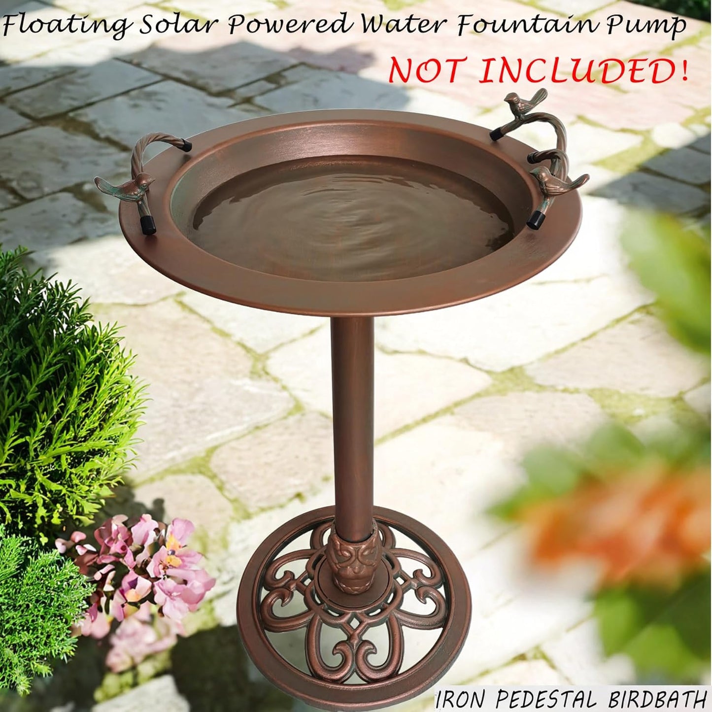 Metal Bird Bath - Iron Birdbath 28.5" H, Bird Bath for Water Fountain, Bird Feeder Bowl for Yard Patio Lawn Decor (Fountain Pump not Included)