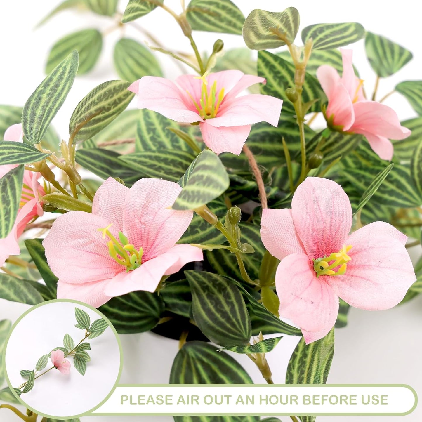 2 Packs Fake Hanging Plants Artificial Decor Small Hanging Plant Pot with Artificial Vines and Pink Flower Greenery Decoration Living Room Wall Home Wall Shelf Indoor Outdoor